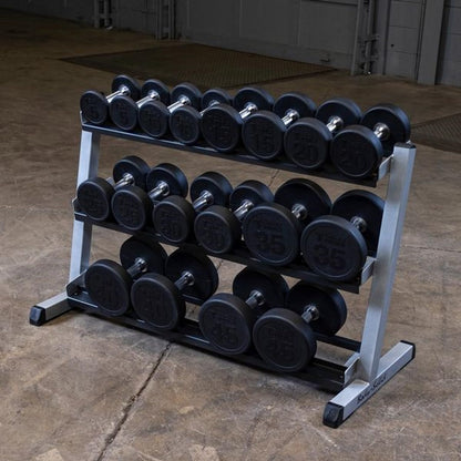 Body Solid (GDR48) 3-Tier Dumbbell Rack - Heavy-Duty 48inch Wide Weight Stand for 5-55 lb. Dumbbells Set, Home Gym Storage Solution