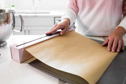 ChicWrap Rose Marble Parchment Paper Dispenser - Includes 15"x 33' (42 Sq. Ft) Roll Unbleached Baking, Cooking & Culinary Paper - Reusable Dispenser w/Slide Cutter - Kosher Certified