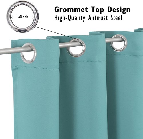 ChrisDowa Blackout Curtains - Thermal Insulated Room Darkening Panels, Aqua, 52 x 80 Inches, 2-Panel Set