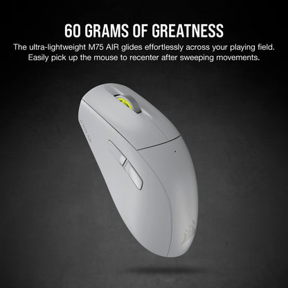 Corsair M75 AIR Wireless Ultra Lightweight Gaming Mouse – 2.4GHz & Bluetooth – 26,000 DPI – Up to 100hrs Battery – iCUE Compatible – Black