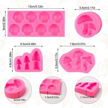 Mushroom Chocolate Molds, Mushroom Shaped Silicone Molds, Cute Candy Vegetable Fondant Molds, Cake Candy Chocolate Polymer Clay, Gummy, Crafting Projects Cupcake Topper Decor