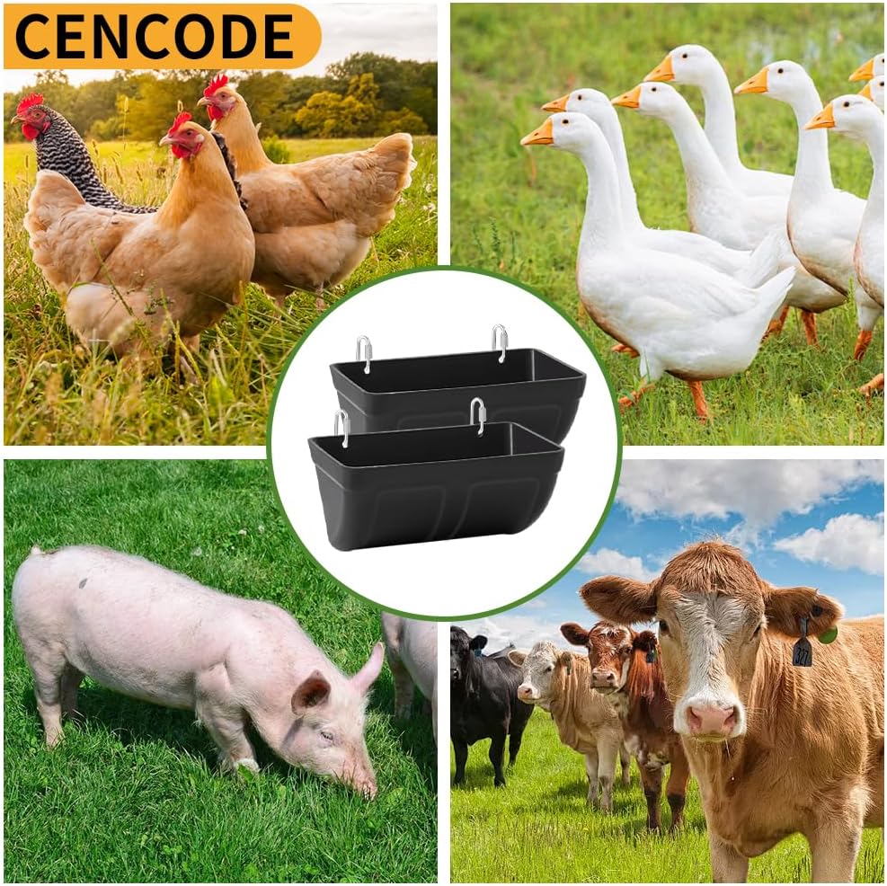 CENCODE 5 3pack Hanging Chicken Feeder Trough and Goat Feeder, Sheep Deer Poultry Dogs Deers Gooses Duck Fence, Quart