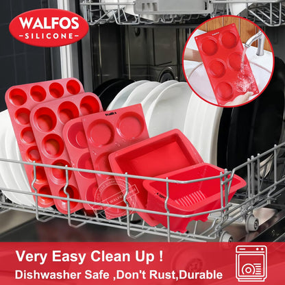 Walfos Silicone Whoopie Pie Baking Pans | Non-Stick Muffin Top Pan Set of 4