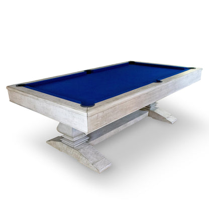 Hathaway Montecito 8ft Pool Table for Game Room – Billiard Table with Poly-Coated Non-Slate Playfield, Drop Pockets, Leg Levelers – Includes Cues, Pool Balls, Chalk, Triangle, Brush – Driftwood Finish