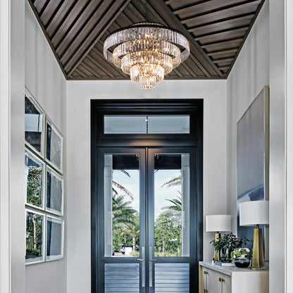 Wellmet Crystal Chandelier, 6-Tier Large Luxury Crystal Chandelier, 31'' Black Crystal Pendant Light for Living Room, Dining Room, Bedroom, Entryway, Hallway, Corridor,