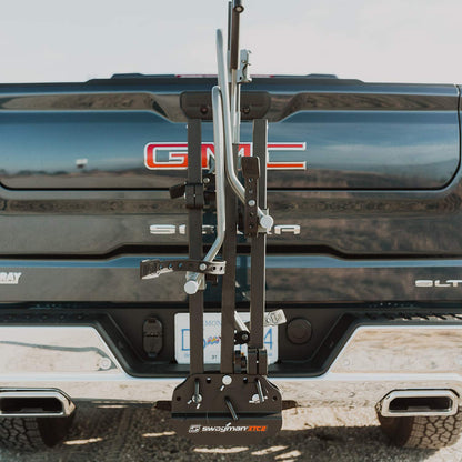 Swagman XTC2 Hitch Mount Bike Rack – Platform Carrier for 2 Bikes, Ratcheting Hook System, Compact Clam-Shell Folding Design