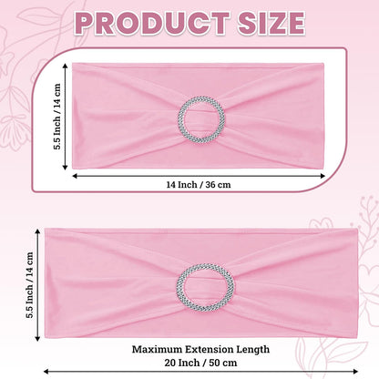MDS Spandex Chair Sashes - Premium Stretch Covers with Buckle Slider for Weddings & Events | Pack of 10 - Pink
