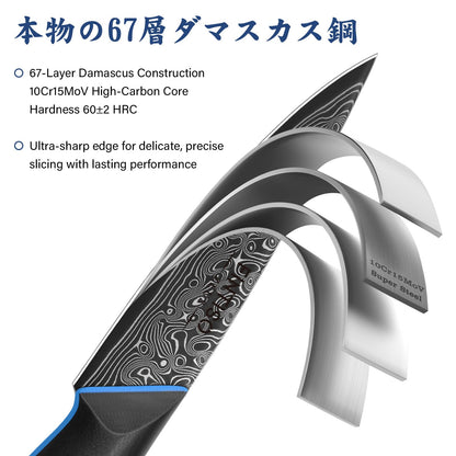 3.75 Inch Paring Knife, Fruit Knives with G10 Handle, 67-Layer Japanese Damascus Steel Forged Small Kitchen Knife, Ultra Sharp Knves with Exquisite Package
