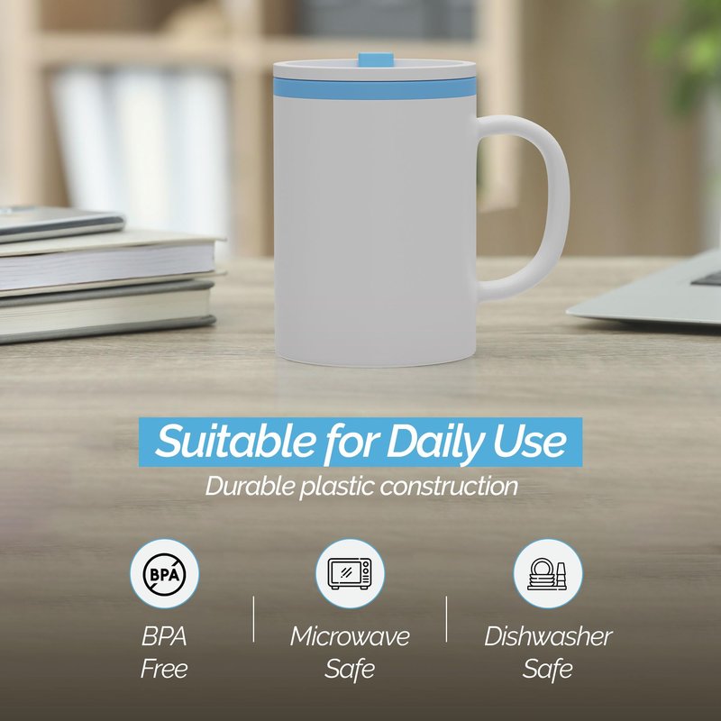 Copco Desk Mug 16 oz - Durable BPA-Free, Double-Wall Insulation for Hot & Cold Drinks, Microwave & Dishwasher Safe, Ideal for Office, Home, Travel - Spill-Resistant Reusable Mug (Teal)