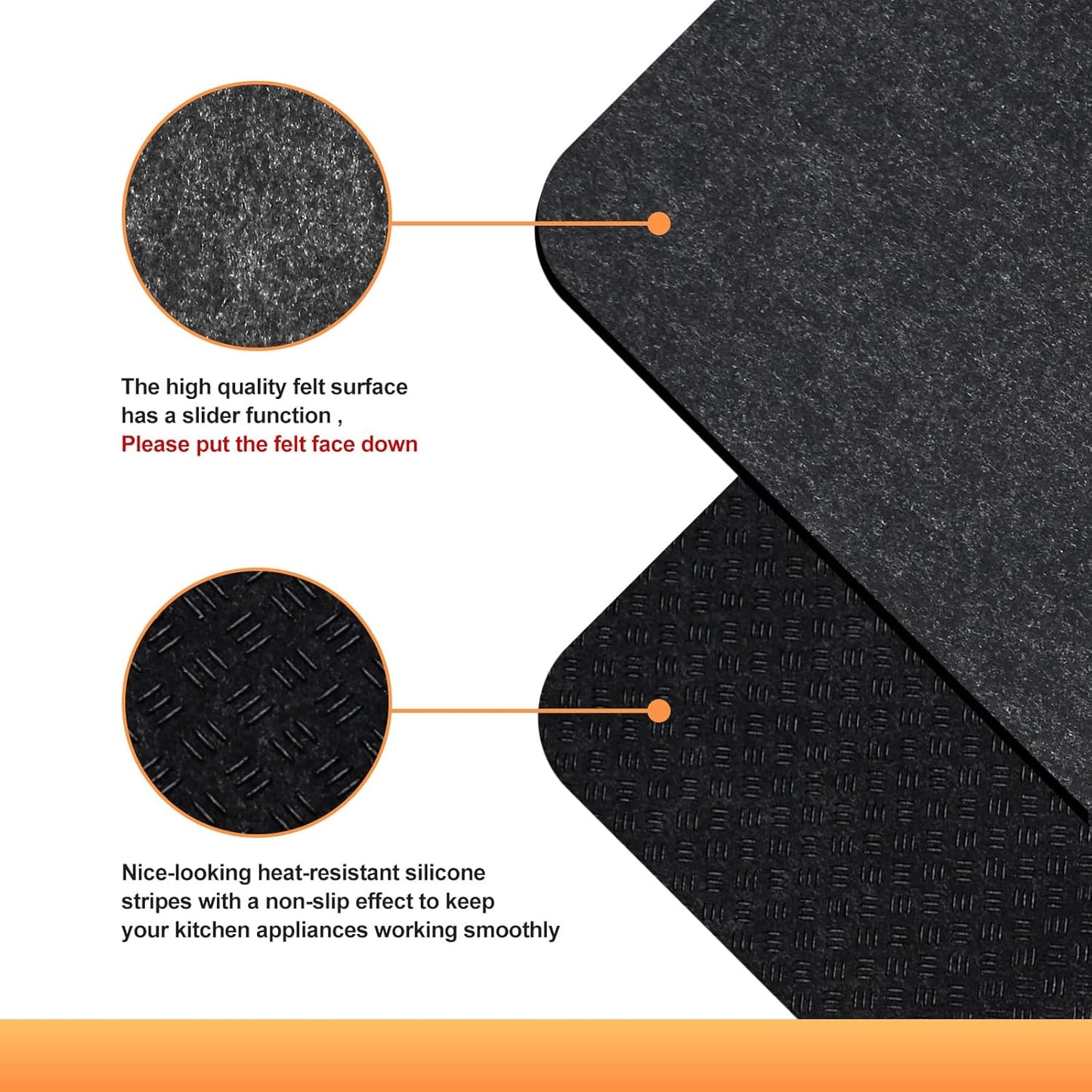 Heat Resistant Mat for Air Fryer, 2 Pcs 15 * 18 in Sliding Caddy Countertop Protector Mat for Most XL Air Fryers