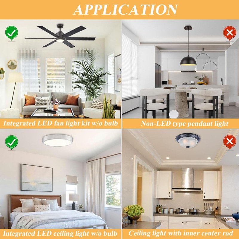 SHENGQINGTOP 5.12'' LED Ceiling Fan Light Retrofit Kit 24W 2200LM Ceiling Light Replacement PCB Board 5CCT 3000K 3500K 4000K 5000K 6000K Adjustable 120V CRI80 Dimmable