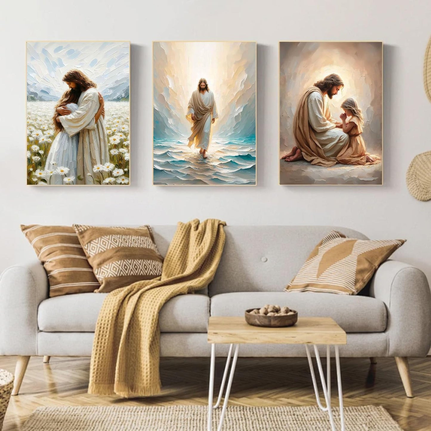 BAWKENTON 3 Pack Jesus Paint by Numbers Kits for Adults with Framed Canvas - with Wooden Easel, Number Artist Paint by Number on Canvas, DIY Acrylic Oil Painting Kits for Home Decor 9.45x11.84in