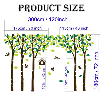 Giant Jungle Tree Wall Decals Birch Tree Wall Decals Forest Wall Stickers for Kids Room Bedroom Living Room Nursery Removable Vinyl Sticker Mural Art Decoration (Brown)