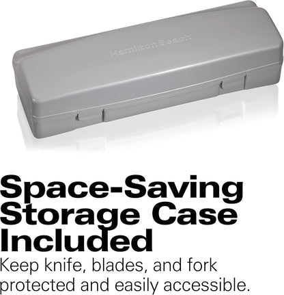 Hamilton Beach Electric Knife Set for Carving Meats, Poultry, Bread, 5Ft Cord, White, Storage Case + Fork Included
