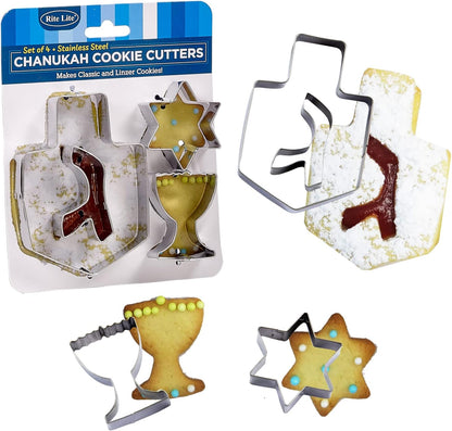 Rite Lite Chanukah Dreidel, Menorah, & Star of David Cookie Cutters Set, Perfect Hanukkah Cooking Accessories