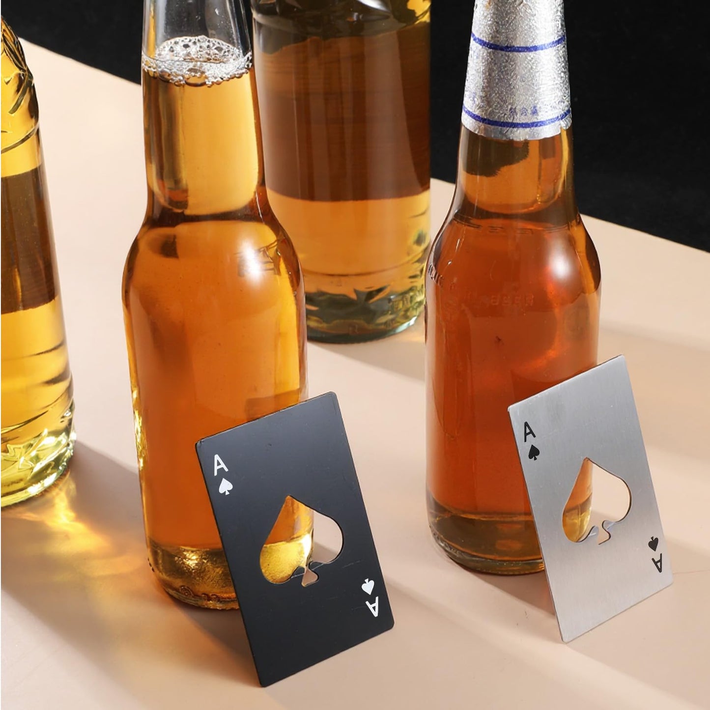 40Pcs Ace of Spades Bottle Openers, Poker Card Bottle Openers Portable Stainless Steel Can Opener Credit Card Size Beer Bottles Can Cap Opener for Wallet Pocket Wedding Party Good Gift