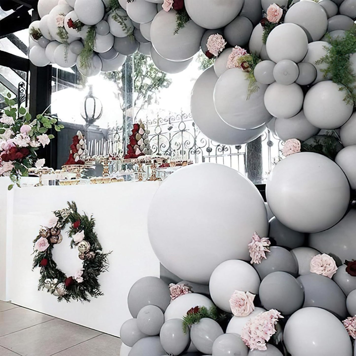 PartyWoo Gray Balloons - 100 Pcs Matte Grey Latex Balloon Arch Kit | 18", 12", 10", 5" Sizes for Baby Showers, Gender Reveals, and Birthdays