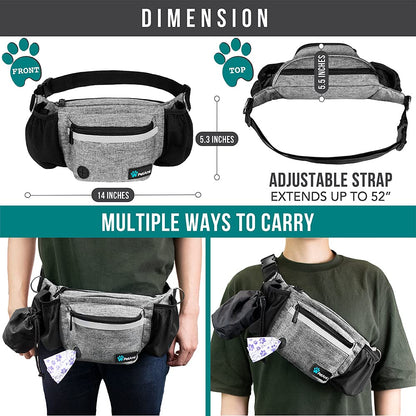 PetAmi Dog Fanny Pack, Treat Pouch for Dog Walking, Training, Built in Poop Bag Dispenser, Water Bottle Holder, Collapsible Bowl, Pet Treat Waist Belt for Hiking, Running, Kibbles (Camo Black)
