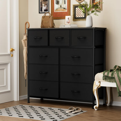 OLIXIS 9 Drawers Storage Organizers Units, Closet Organizers and Storage for Clothes, Fabric Storage Drawer for Living Room, Chest of Dresser in 39.4" D x 11.8" W x 39.9" H, Black