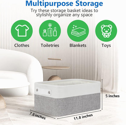 Bidtakay Small Storage Baskets [4-Pack] Fabric Bins for Baby Organizer Shelf Nursery Storage Collapsible Bins