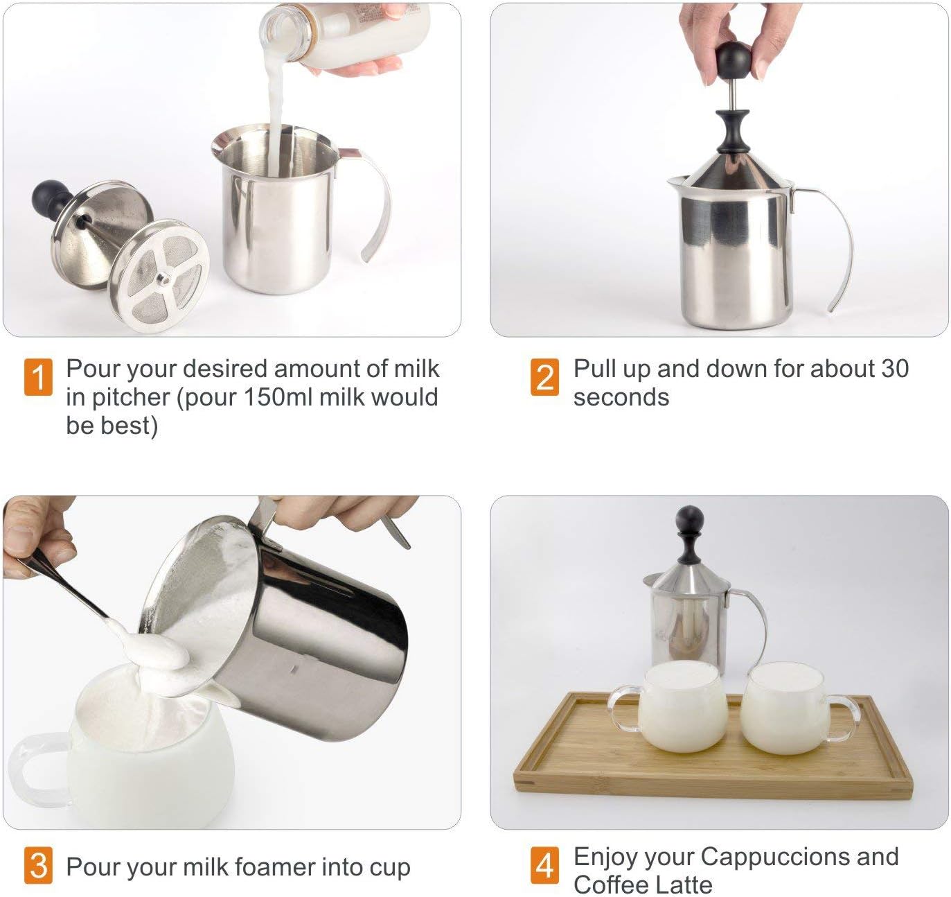 Manual Stainless Steel Whipped Cream Dispenser, Handheld DIY Whipper Maker with Lid, Perfect for Gift