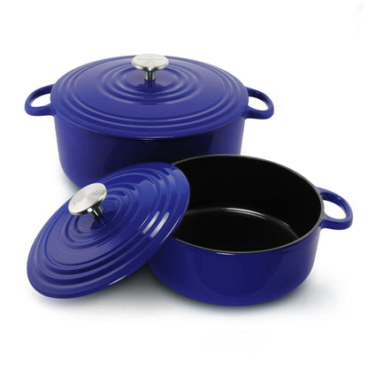 Chantal Cast Iron Dutch Oven Set, 3 and 7 qt, US Formulated Premium Enamel, Cobalt Blue