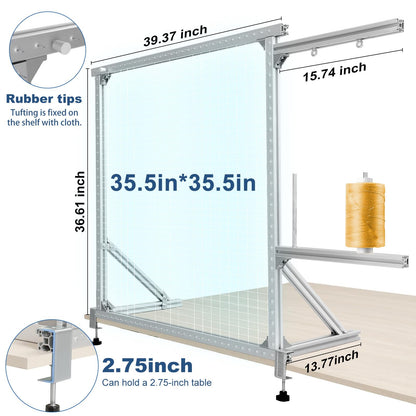 WDWTYZKA Tufting Frame, 35.5in X 35.5in Rug tufting Frame, Aluminum Material Nail Frame,with Rubber Cap Protection, Suitable for tufting Enthusiasts, Desktop Frame.
