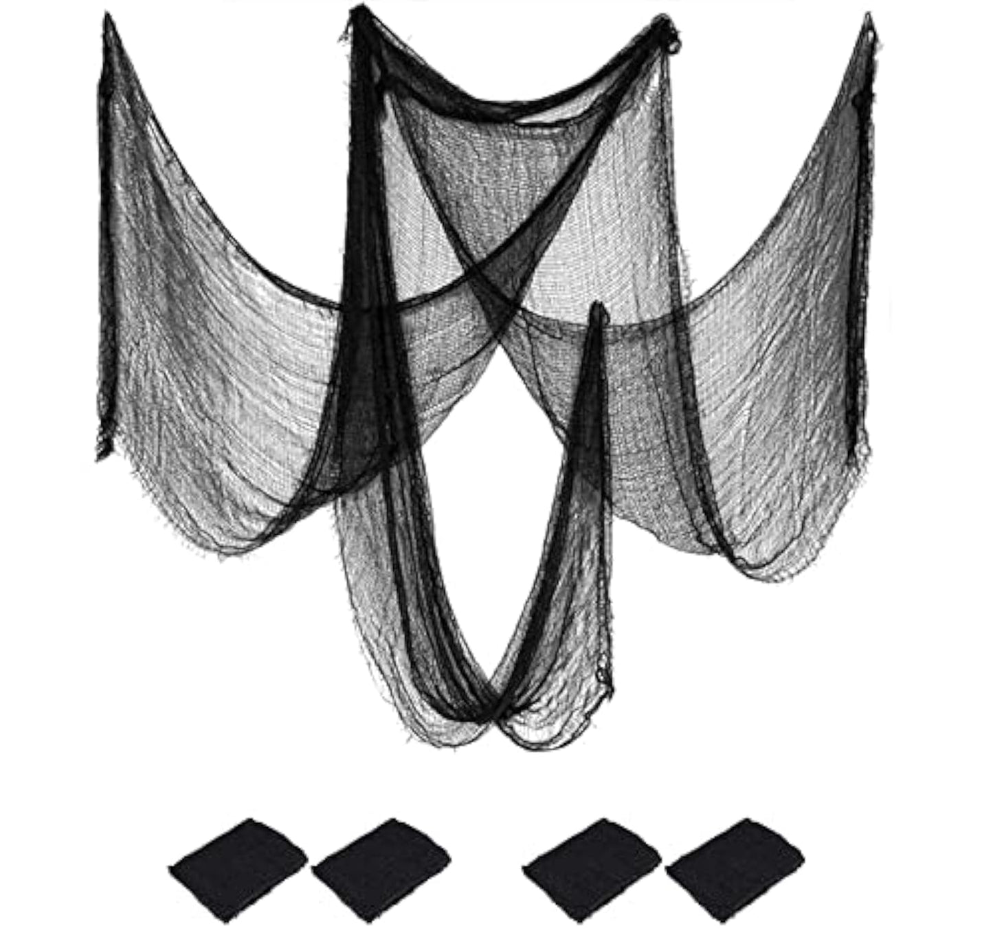 Kijamilee 4 Pack Halloween Creepy Cloths, Scary Spooky Cloth Creepy Gauze, 30 x 120inch Freaky Loose Weave Creepy Cloth, Decoration for Haunted Houses Props Halloween Wall Outdoor Indoor Decor (Black)