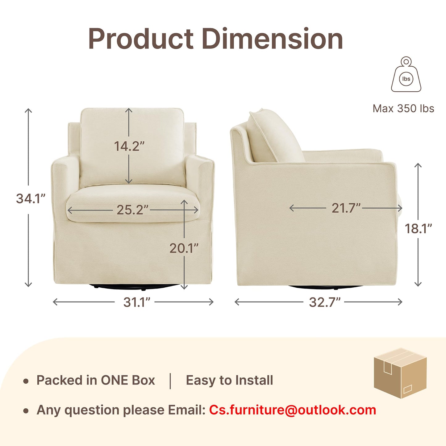 KISLOT Swivel Accent Chair Rocking Recliner 360 Degree Swivel Armchair Machine-Washable Cover for Nursery Living Room Bedroom