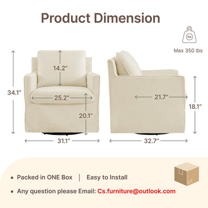 KISLOT Swivel Accent Chair Rocking Recliner 360 Degree Swivel Armchair Machine-Washable Cover for Nursery Living Room Bedroom