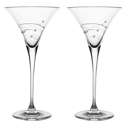 Barski - Handmade Glass - Sparkle - Martini Glass - Decorated with Real Crystal Diamonds - 8.25 oz. - Made in Europe - Set of 2