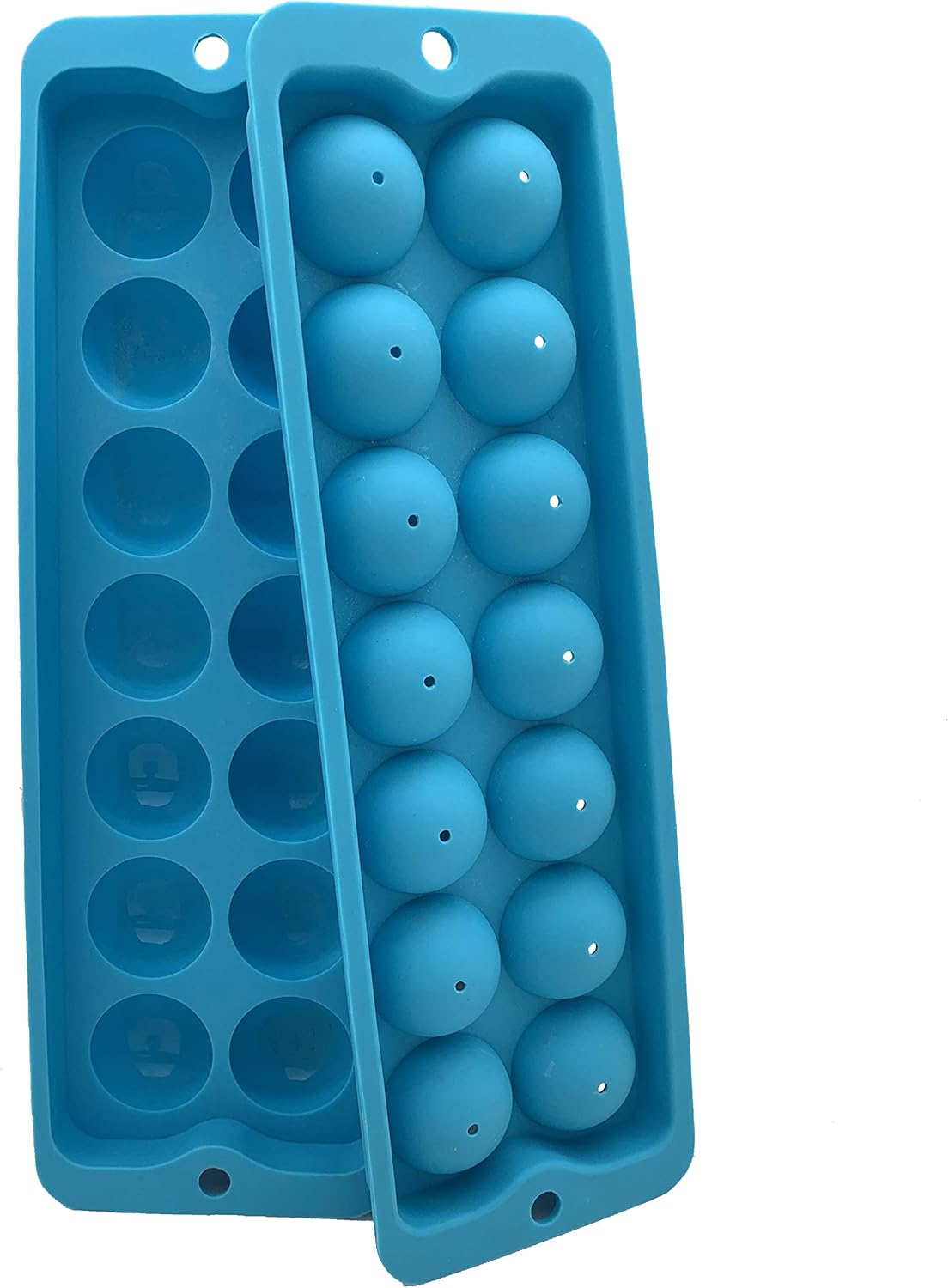 SILICONE 14 BALL ICE TRAY - BLUE, Easy Release Flexible Ice Tray with Removable Top and Spill Resistant Design