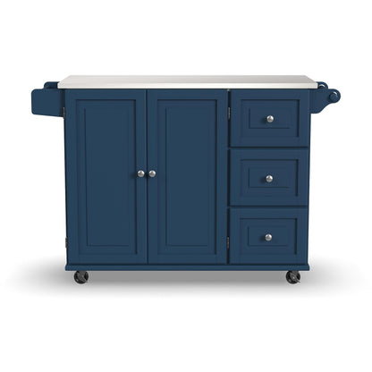 Homestyles Mobile Kitchen Island Cart with Stainless Steel Top, Blue