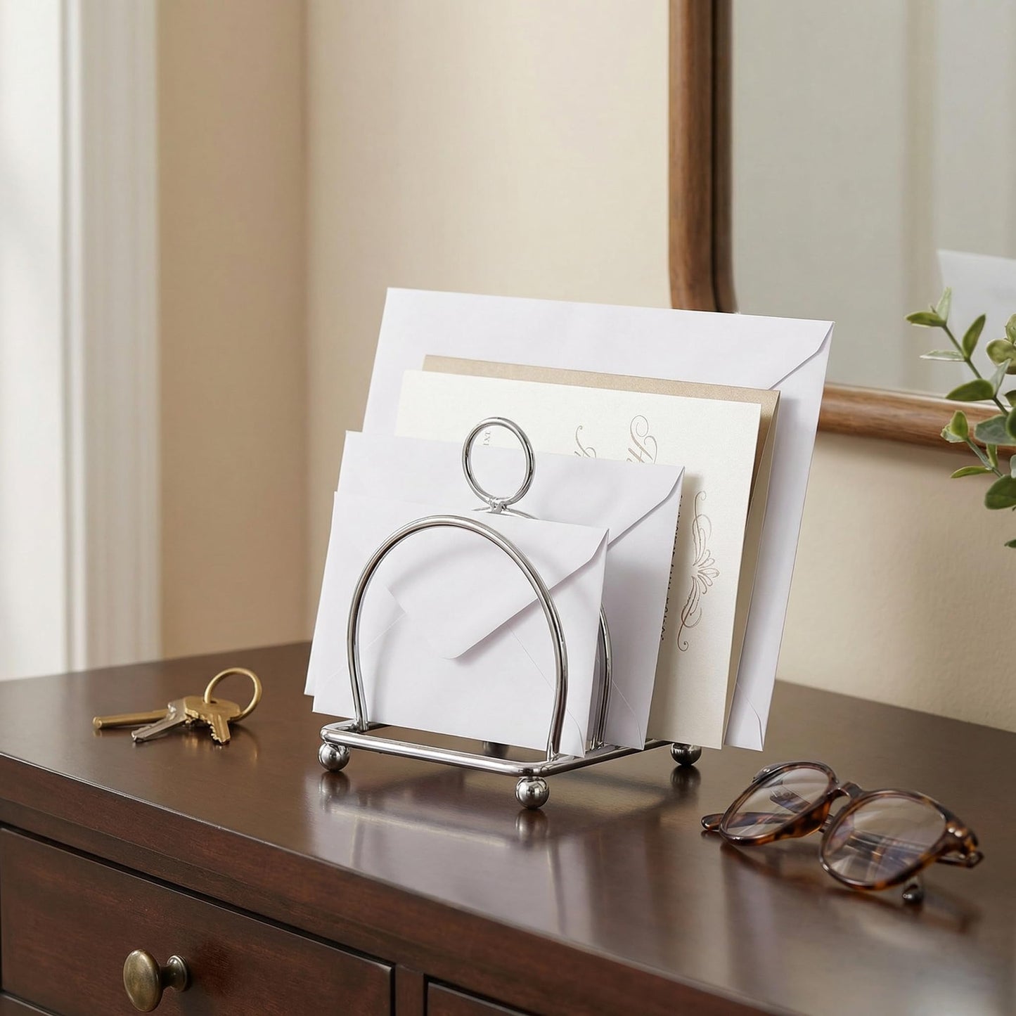 Toast Rack, Toast Holder Rack for 2 Slices Bread, Stainless Steel Cooling Stand for Breakfast, Metal Napkin Letter Organizer with Carry Handle, Crunchy Bread Server for Kitchen Dining Table