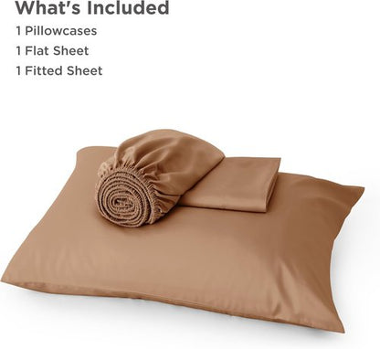 Bedsure Cooling Twin XL Sheets - Breathable Rayon from Bamboo | Soft, Deep Pocket Up to 16 Inches, Khaki