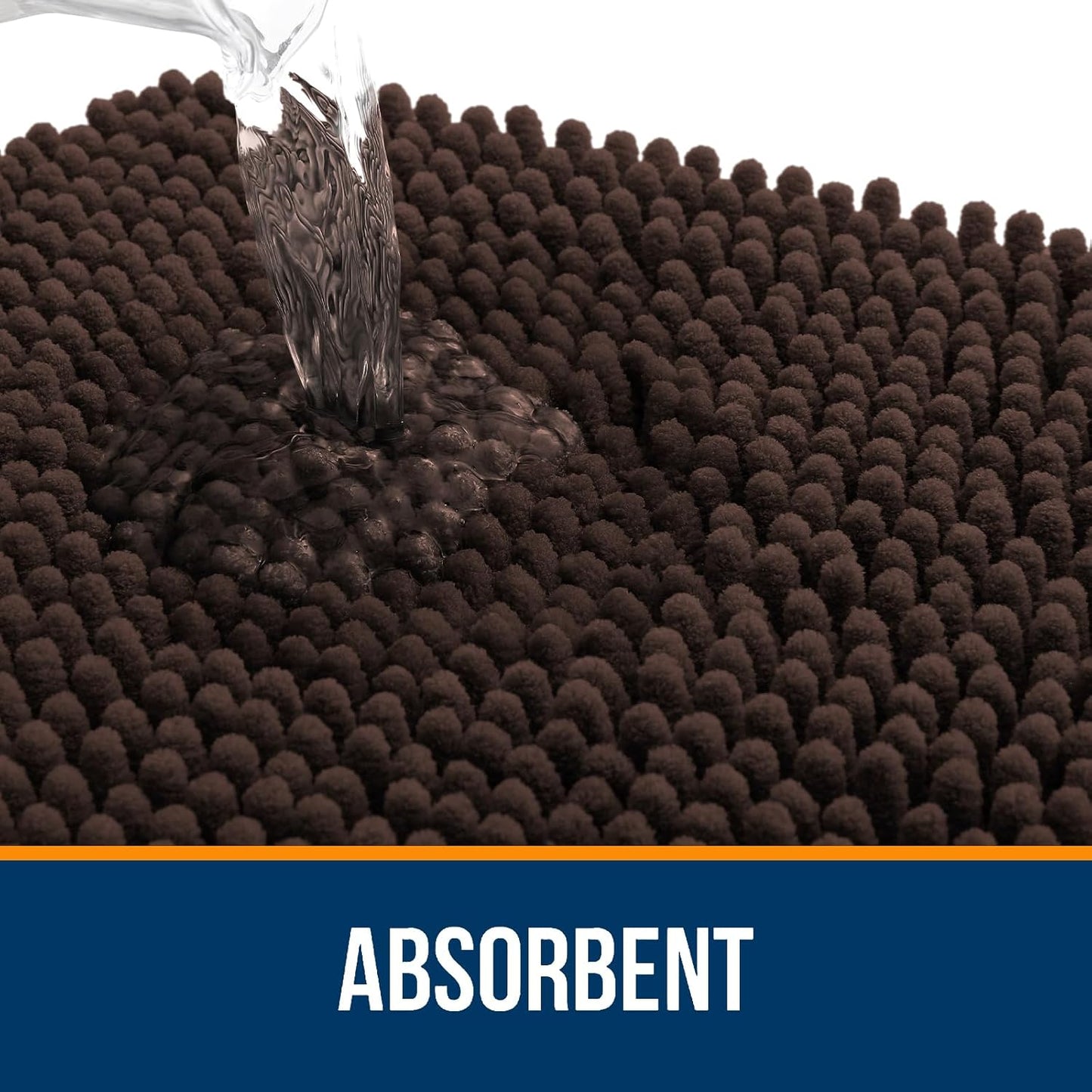 OLANLY Large Bath Rugs - Extra Soft Chenille, Quick Dry & Machine Washable | 40x24, Brown
