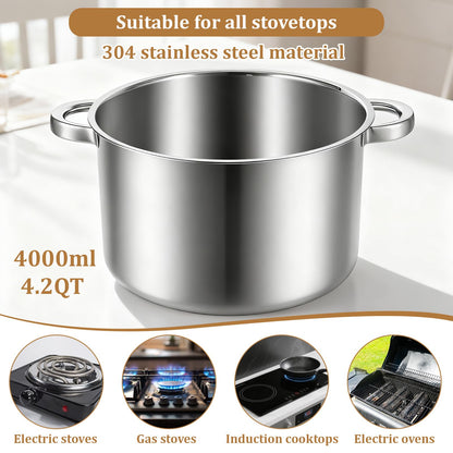 4-Piece Double Boiler, Chocolate Melting Pot Set Include 2500ml/2.3QT Mixing Bowl and 4000ml/3.63qt Stainless Steel Pot, Silicone Spatula, Stainless Steel Stirring Spoon, Induction Safe