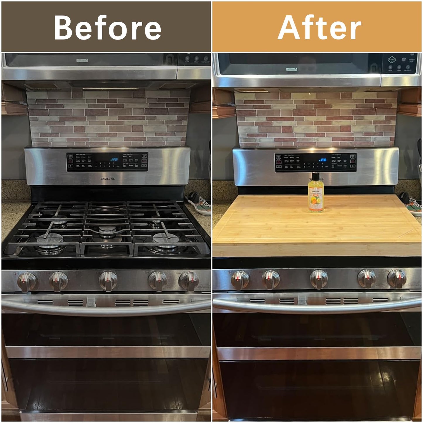YUHFERA Stove Cover Board for Gas Stovetop - 30" x 22" Noodle Board Electric Stove Cover for RV Stove Top, Extra Countertop Space for Kitchen Stovetop (Bamboo)