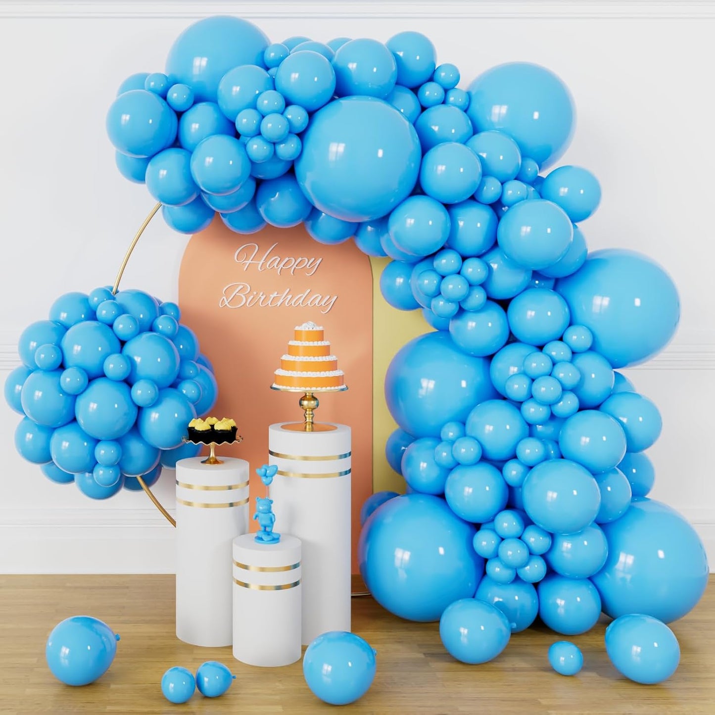 134Pcs 5 10 12 18 Inch Light Blue Balloons Different Sizes Light Blue Balloon Garland Arch Kit, Blue Latex Balloons