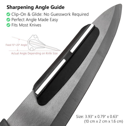 Diamond Sharpening Stone Set & Knife Sharpener Whetstone Kit, Double-Sided 400/1000 Grit Plate with Non-Slip Base & Angle Guide, Portable 3000 Grit Honing Tool for Kitchen Ceramic Knives