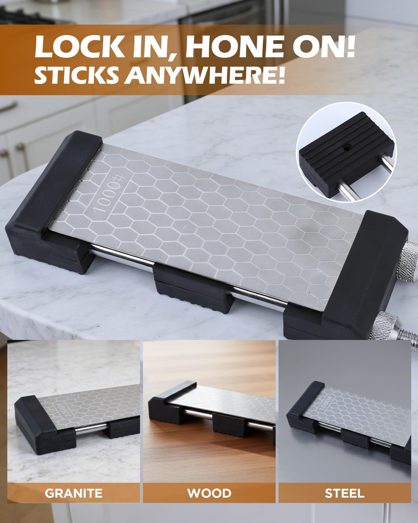HIPULX Non-Slip Sharpening Stone Holder, Adjustable Whetstone Holder for Water Stones, Diamond Stones 304 Stainless Steel Clamp for Knife Sharpening, Woodworking Tools (Fits 5 9/16" - 8 11/16")