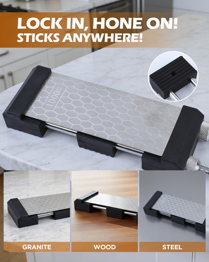HIPULX Non-Slip Sharpening Stone Holder, Adjustable Whetstone Holder for Water Stones, Diamond Stones 304 Stainless Steel Clamp for Knife Sharpening, Woodworking Tools (Fits 5 9/16" - 8 11/16")