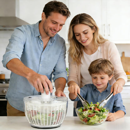 Ourokhome 6.3 QT Salad Spinner with Fully Removable Lid, Large Lettuce Dryer with One-Hand Press Pump, Instant Stop Brake Button and Retractable Handle, Vegetable Washer & Spinner for Greens and Herbs