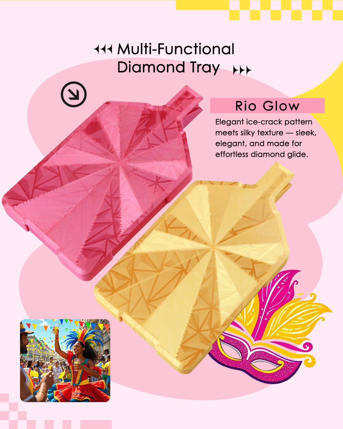ForeverYoung Crystalline Diamond Art Trays with Lids Diamond Painting Accessories, 2-Piece Diamond Painting Trays with Lids, Silky Diamond Art Accessories and Tools, Rio Glow