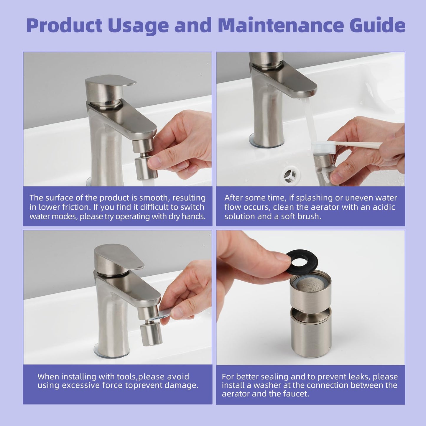 Hibbent NSF/ANSI/CAN 61 Certified Faucet Aerator, CUPC Certification 360 Degree Swivel Kitchen Sink Aerator, 2-Flow Sprayer Faucet Replacement Part 55/64 Inch Female Thread - Brushed Nickel