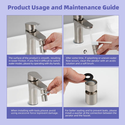 Hibbent NSF/ANSI/CAN 61 Certified Faucet Aerator, CUPC Certification 360 Degree Swivel Kitchen Sink Aerator, 2-Flow Sprayer Faucet Replacement Part 55/64 Inch Female Thread - Brushed Nickel