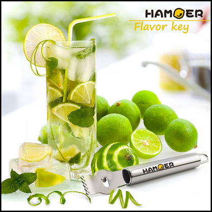 HAMOER Lemon Zester Grater Channel Knife Handheld for Bar Kitchen full Stainless Steel tool set