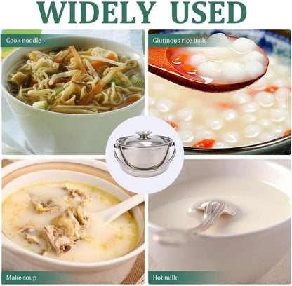 Stainless Steel Cooking Bowl Pasta Pan with Lids, Italian Pasta Cooking Pot, Egg Mixing Bowls, Sauce Pot with Lid,
