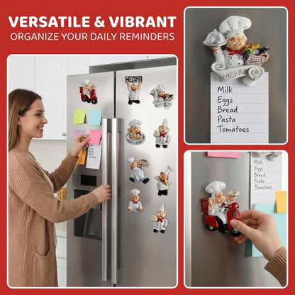 Lyellfe 10 Pieces Chef Fridge Magnets, Cute Italian Chef Magnets for Refrigerator, Funny Kitchen Chef Figurine Decorations, 3D Resin Baker Refrigerator Stickers for Whiteboard, Map, Cabinets