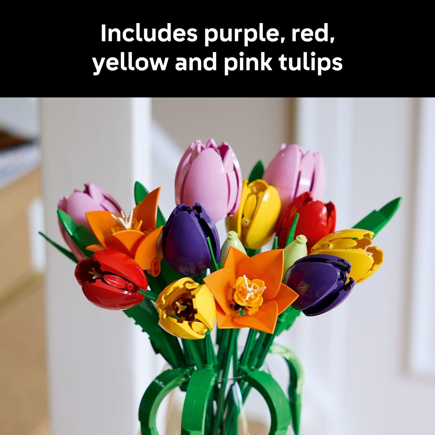 LEGO Botanicals Tulip Bouquet Building Set for Adults - Gift for Birthdays - Bedroom, Book Shelf & Office Decor for Women & Men, Ages 18+ - Artificial Flowers Crafting Kit - 11501
